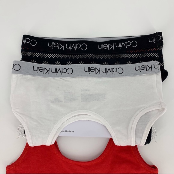 Calvin Klein NWT Girls' Red, Black, and White 3-Pack Pull Over Bralette, Medium - Picture 6 of 12